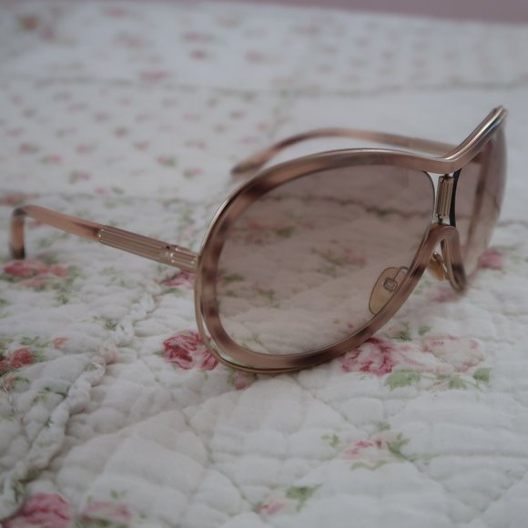 Authentic Tom Ford Sascha TF60 64-13 Oversized Pink/Beige Tortoise Sunglasses